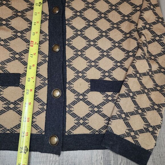 Pendleton Button Cardigan Sweater Soft Merino Wool Brown Black Button Medium - Picture 8 of 11